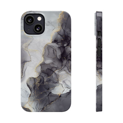 Slim Phone Cases, Black Marble Design