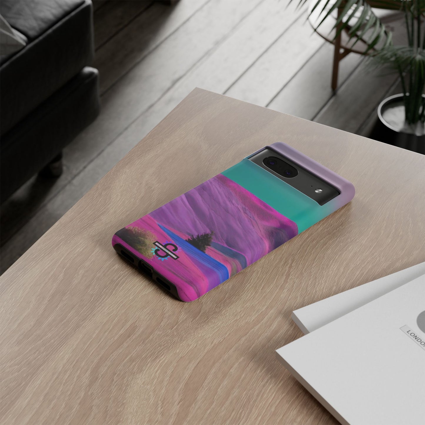 Tough Phone Case - pink purple green blue landscape