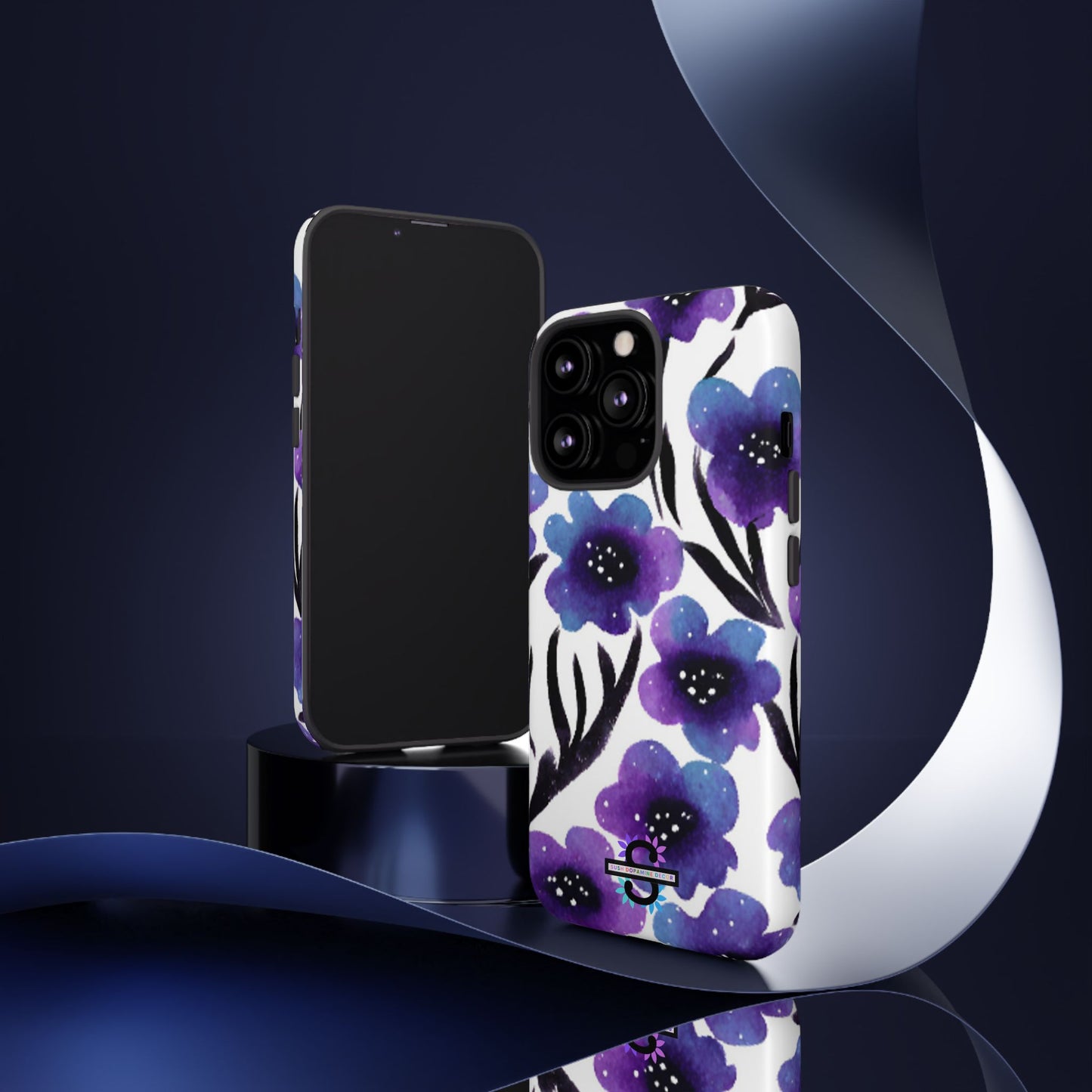 Purple Watercolor Floral Tough Case — Protective Galaxy Flower Phone Cover