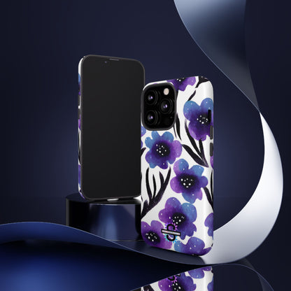 Purple Watercolor Floral Tough Case — Protective Galaxy Flower Phone Cover