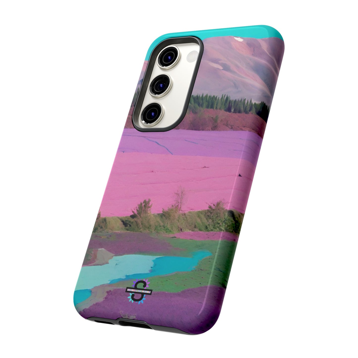 Hard Phone Case, Pink Landscape Design, Dual layer case for Extra Durability and Protection, Glossy or Matte Finish,