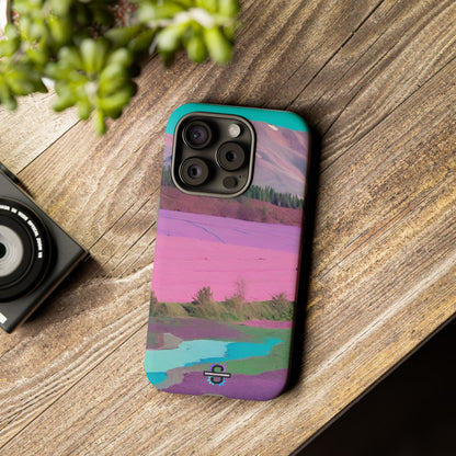 Hard Phone Case, Pink Landscape Design, Dual layer case for Extra Durability and Protection, Glossy or Matte Finish,