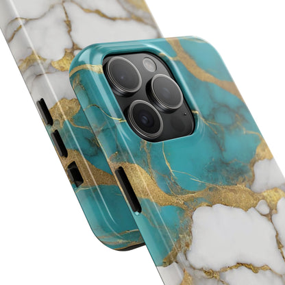 Turqoise Drop Print White Gold Tough Phone Case