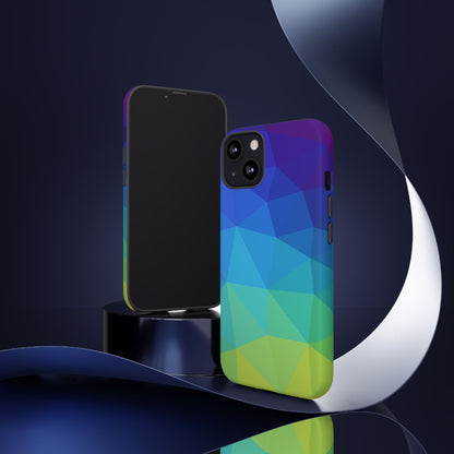 Geometric Gradient Tough Phone Case — Blue Green Polygon Design