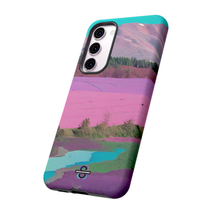 Hard Phone Case, Pink Landscape Design, Dual layer case for Extra Durability and Protection, Glossy or Matte Finish,