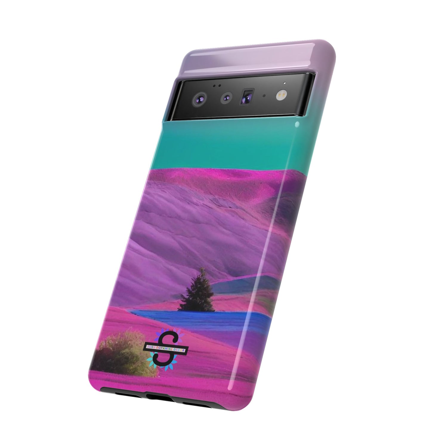 Tough Phone Case - pink purple green blue landscape