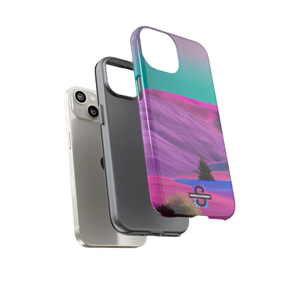 Tough Phone Case - pink purple green blue landscape