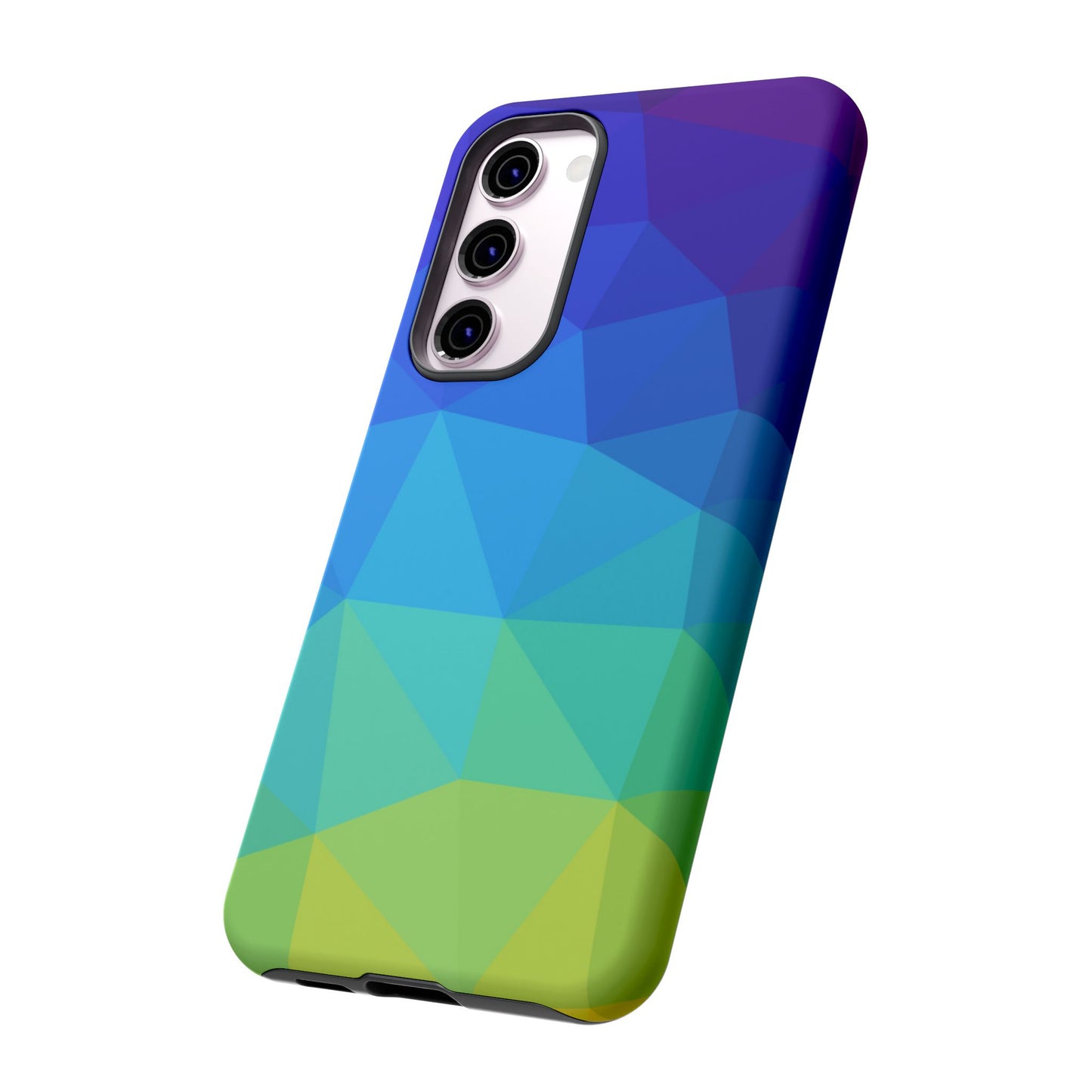 Geometric Gradient Tough Phone Case — Blue Green Polygon Design