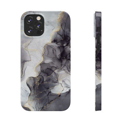 Slim Phone Cases, Black Marble Design