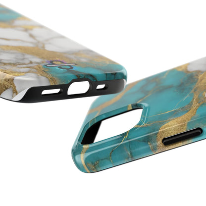 Turqoise Drop Print White Gold Tough Phone Case