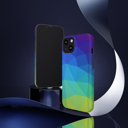 Geometric Gradient Tough Phone Case — Blue Green Polygon Design