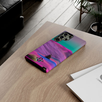 Tough Phone Case - pink purple green blue landscape