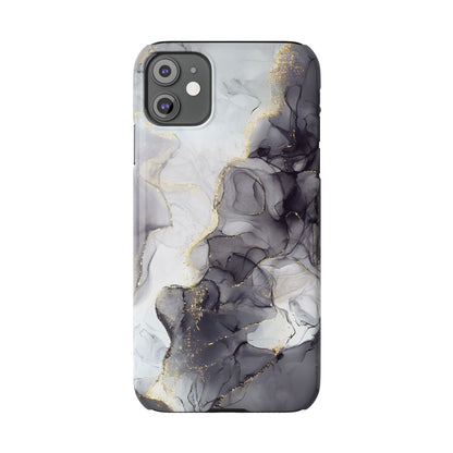 Slim Phone Cases, Black Marble Design