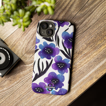 Purple Watercolor Floral Tough Case — Protective Galaxy Flower Phone Cover