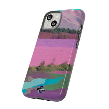 Hard Phone Case, Pink Landscape Design, Dual layer case for Extra Durability and Protection, Glossy or Matte Finish,