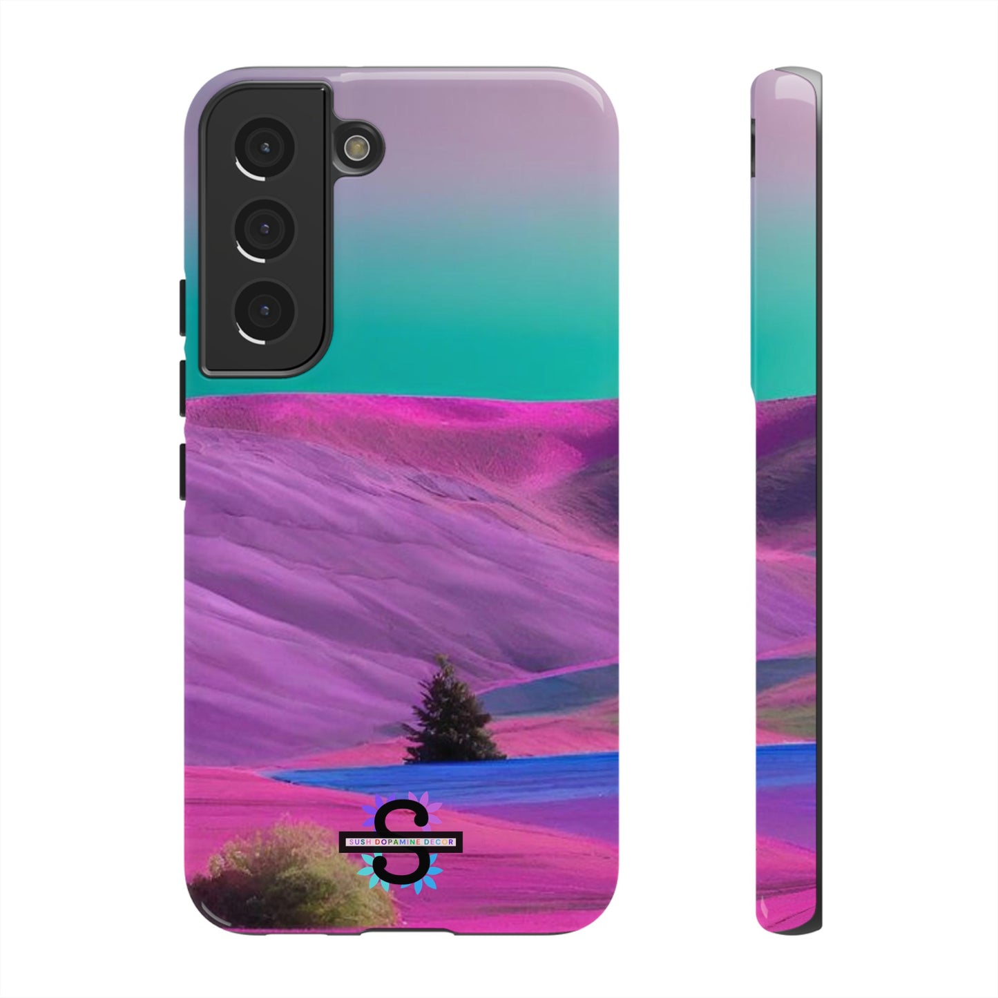 Tough Phone Case - pink purple green blue landscape