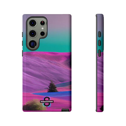 Tough Phone Case - pink purple green blue landscape