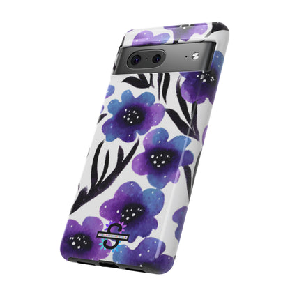 Purple Watercolor Floral Tough Case — Protective Galaxy Flower Phone Cover
