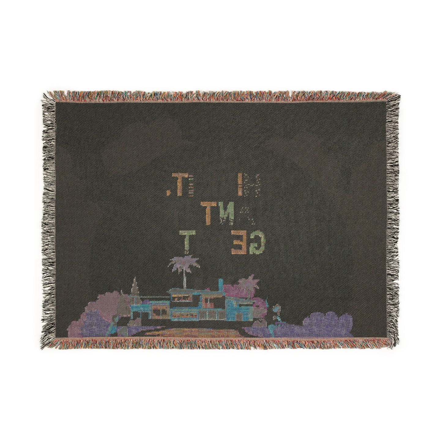 Woven Throw Blanket.  Retro Motivational Home Decor. Quote "Think It. Want It. Get It." Antique feel. Motivational conscious gift.