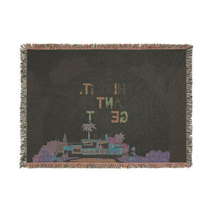 Woven Throw Blanket.  Retro Motivational Home Decor. Quote "Think It. Want It. Get It." Antique feel. Motivational conscious gift.