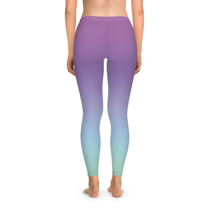 Subliminals for Abundance & Prosperity | Purple Green Gradient Leggings, Stretchy Pants, Comfy Bottomwear