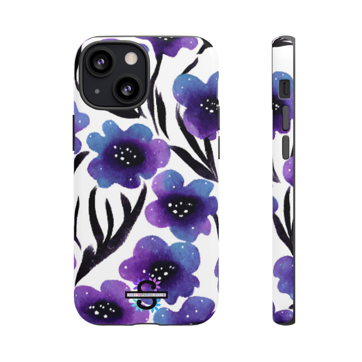 Purple Watercolor Floral Tough Case — Protective Galaxy Flower Phone Cover