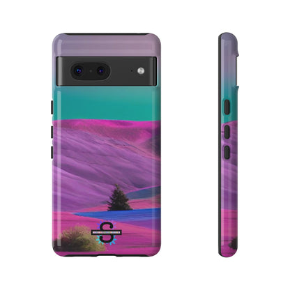 Tough Phone Case - pink purple green blue landscape