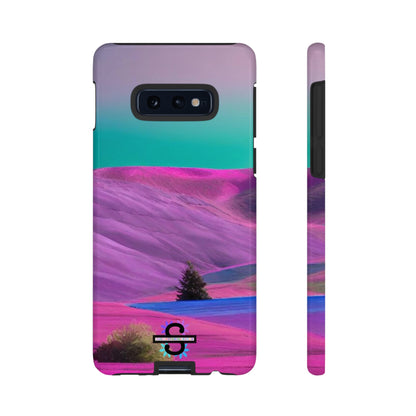 Tough Phone Case - pink purple green blue landscape