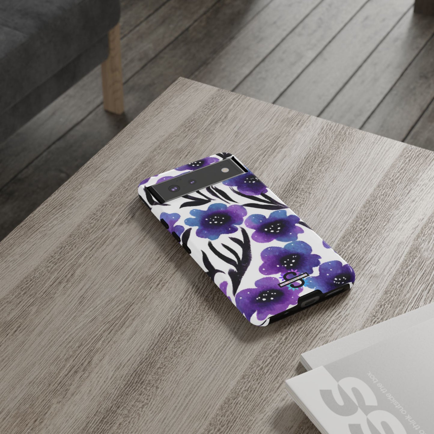 Purple Watercolor Floral Tough Case — Protective Galaxy Flower Phone Cover