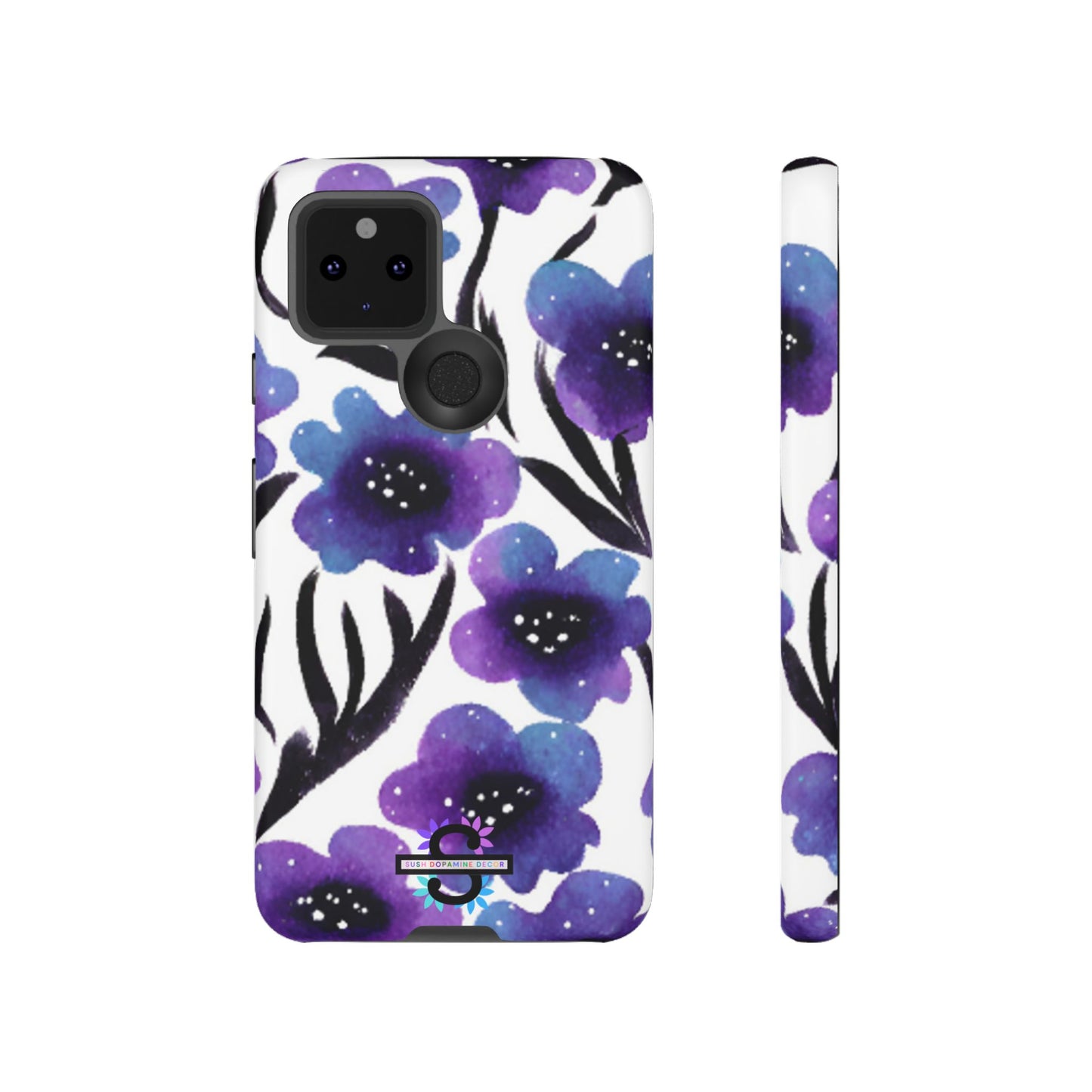 Purple Watercolor Floral Tough Case — Protective Galaxy Flower Phone Cover