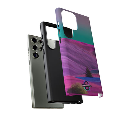 Tough Phone Case - pink purple green blue landscape