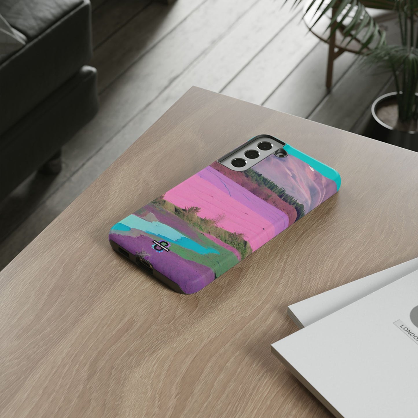 Hard Phone Case, Pink Landscape Design, Dual layer case for Extra Durability and Protection, Glossy or Matte Finish,