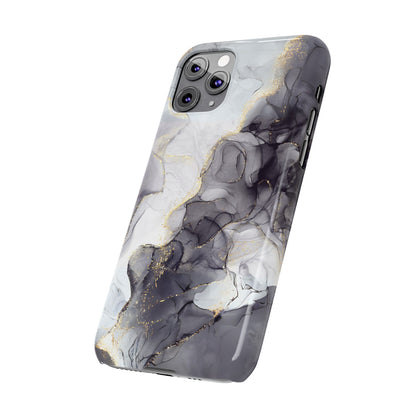 Slim Phone Cases, Black Marble Design