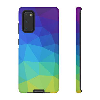 Geometric Gradient Tough Phone Case — Blue Green Polygon Design