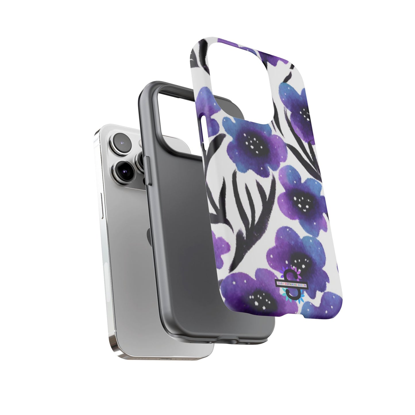 Purple Watercolor Floral Tough Case — Protective Galaxy Flower Phone Cover