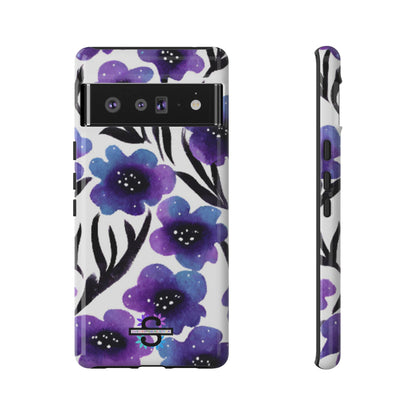 Purple Watercolor Floral Tough Case — Protective Galaxy Flower Phone Cover