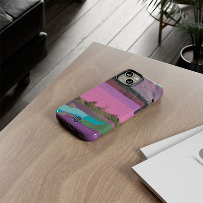 Hard Phone Case, Pink Landscape Design, Dual layer case for Extra Durability and Protection, Glossy or Matte Finish,