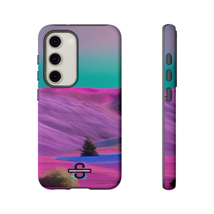 Tough Phone Case - pink purple green blue landscape