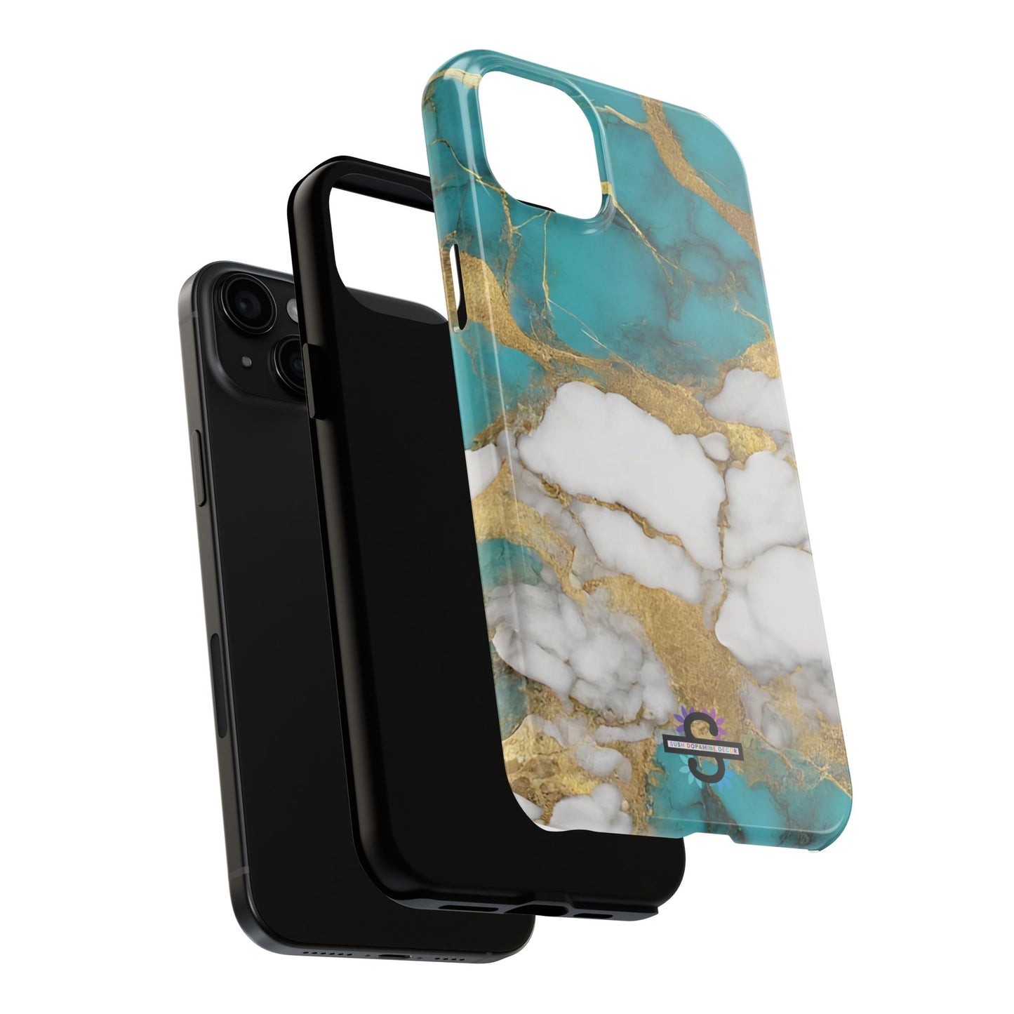 Turqoise Drop Print White Gold Tough Phone Case