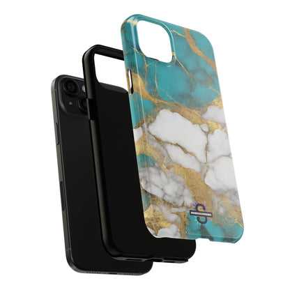 Turqoise Drop Print White Gold Tough Phone Case