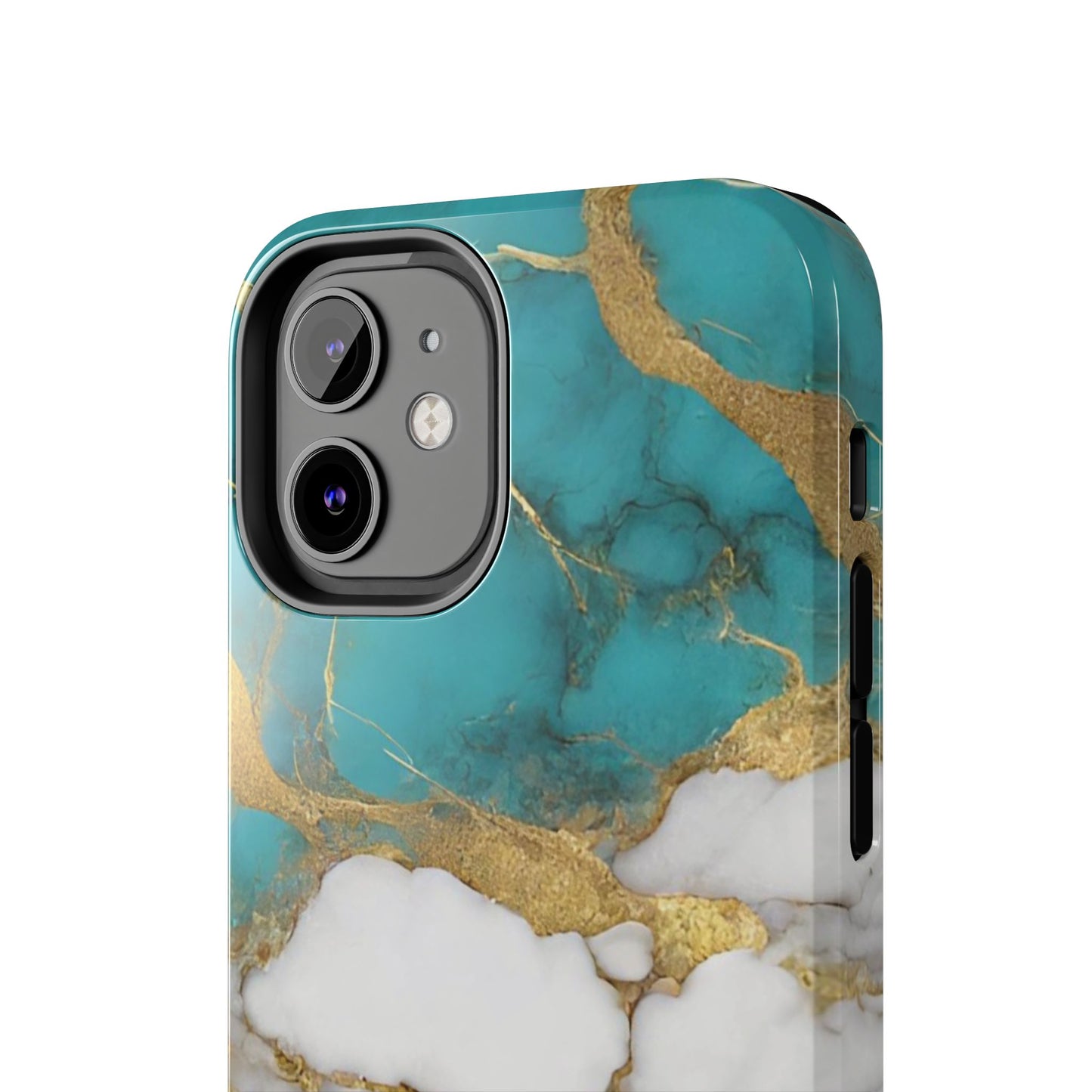 Turqoise Drop Print White Gold Tough Phone Case