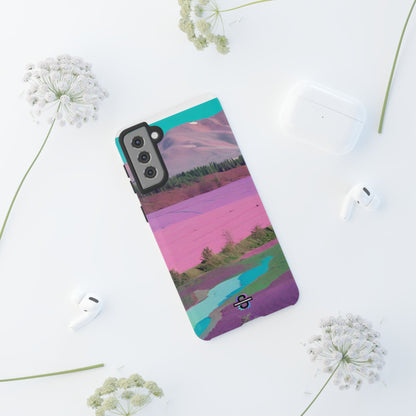 Hard Phone Case, Pink Landscape Design, Dual layer case for Extra Durability and Protection, Glossy or Matte Finish,