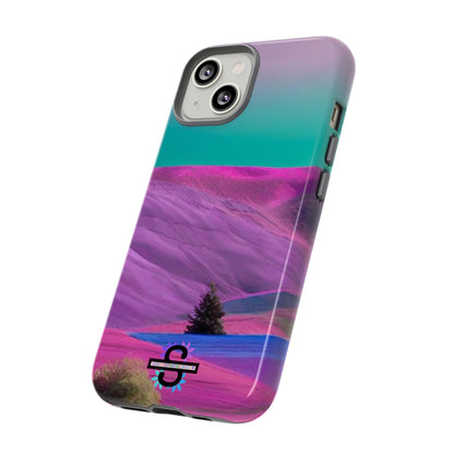 Tough Phone Case - pink purple green blue landscape