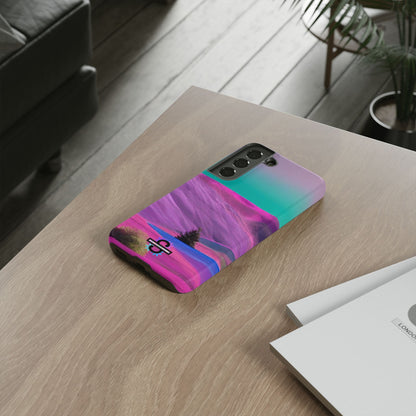 Tough Phone Case - pink purple green blue landscape