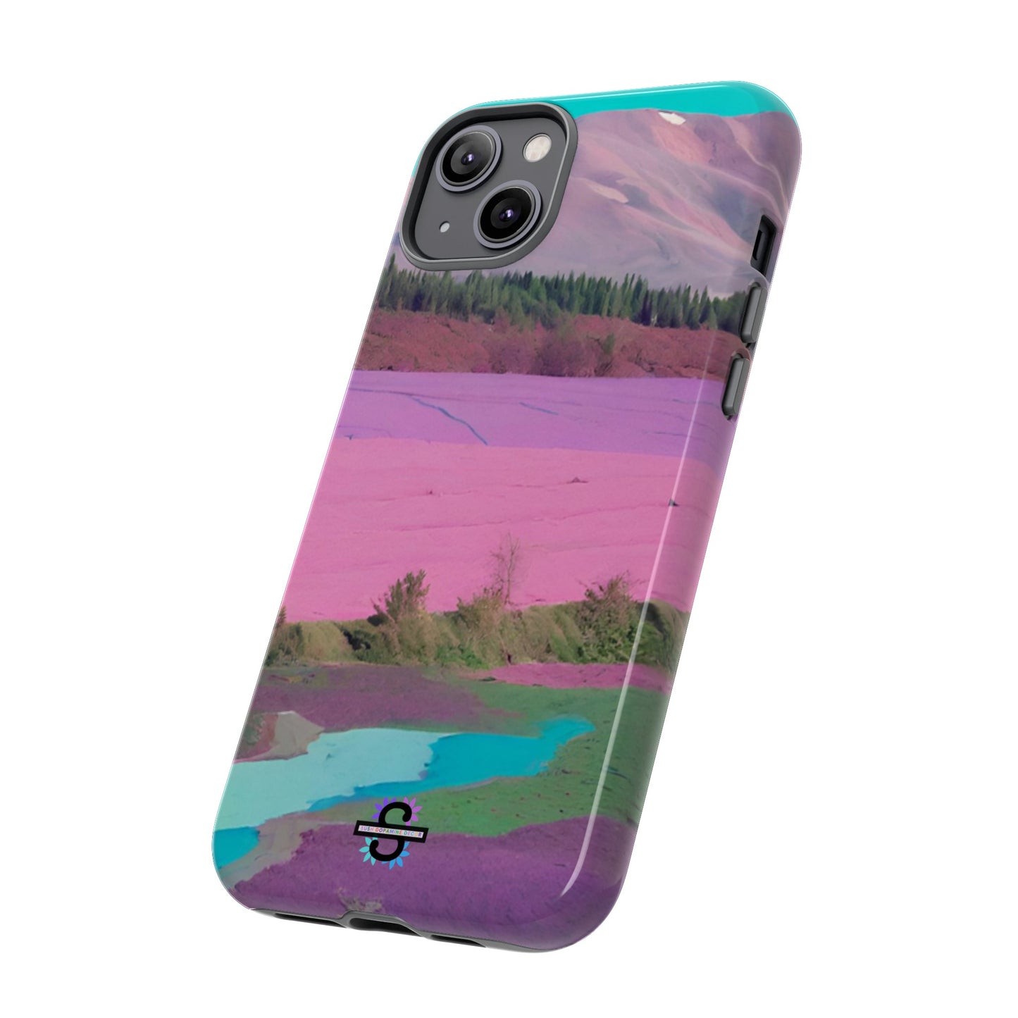 Hard Phone Case, Pink Landscape Design, Dual layer case for Extra Durability and Protection, Glossy or Matte Finish,