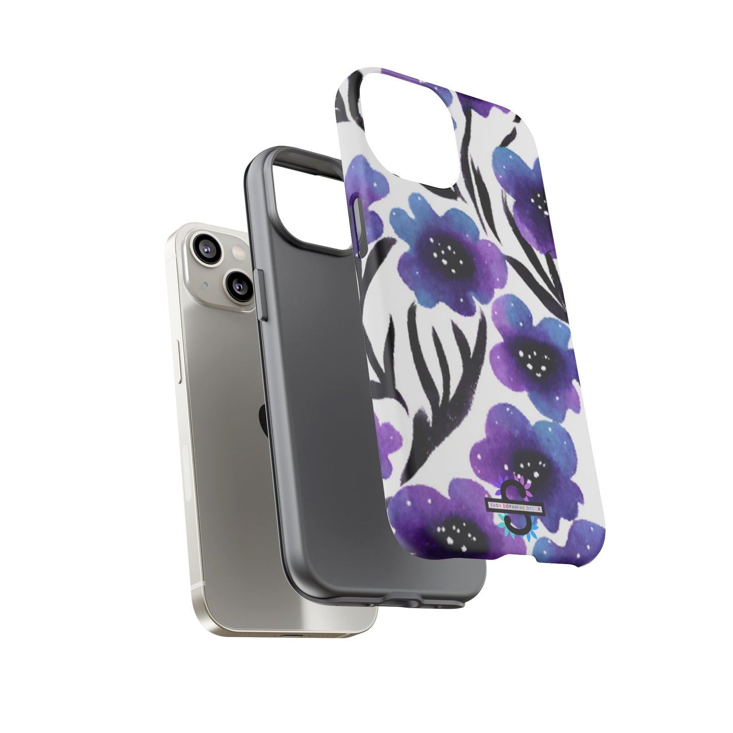Purple Watercolor Floral Tough Case — Protective Galaxy Flower Phone Cover
