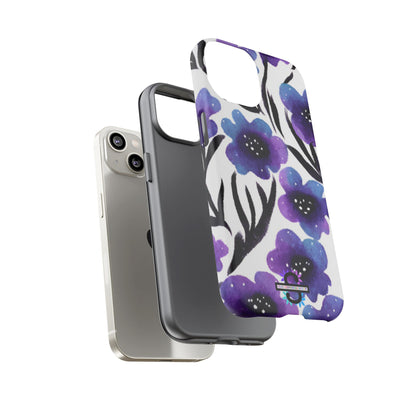 Purple Watercolor Floral Tough Case — Protective Galaxy Flower Phone Cover