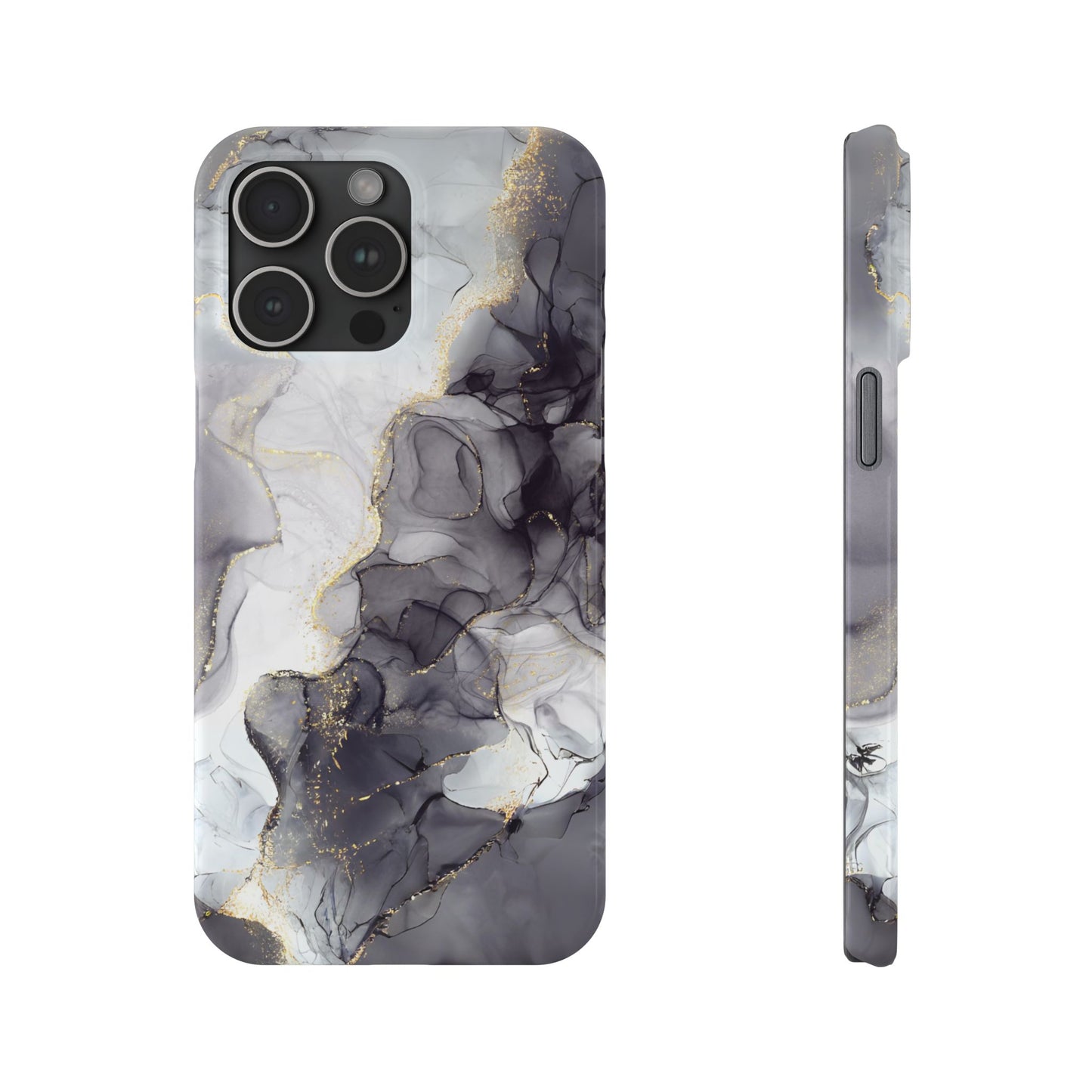 Slim Phone Cases, Black Marble Design