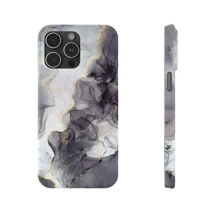 Slim Phone Cases, Black Marble Design