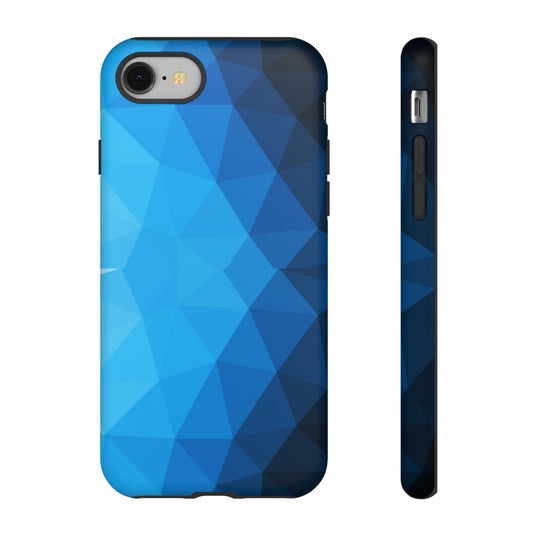 Geometric Blue Protective Phone Case, Cool Phone cover,  Dual Layer Case, Open Ports for Connectivity, Glossy, Matte, Attractive Blue Mobile Case